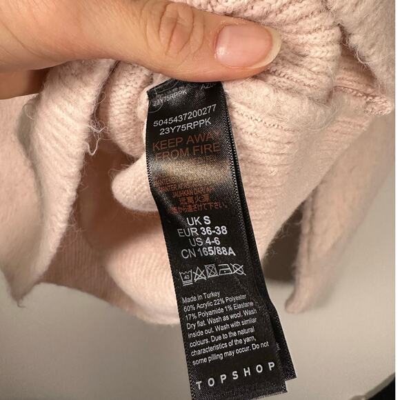 Topshop Pink V-Neck Knitted Brushed Bardot Fuzzy Pullover Sweater Women's 4/6 - Picture 4 of 7